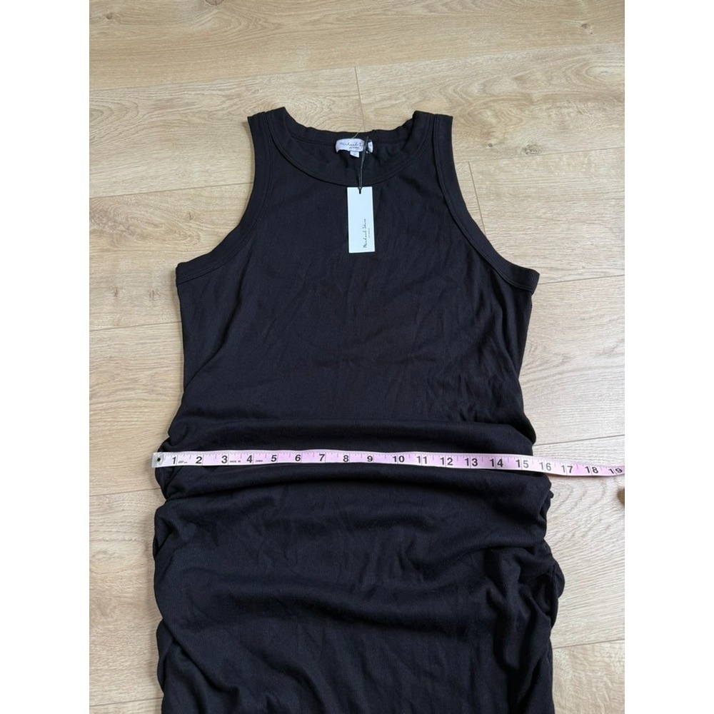 NWT Michael Stars Wren ruched midi ultra rib Black high neck stretch size XL - Picture 8 of 10